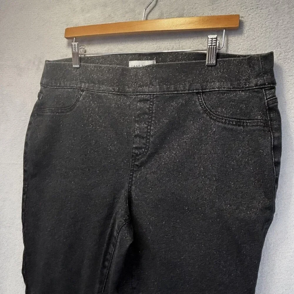 Lane Bryant High Rise Pull On Glitter Jegging‎ Pants Womens 18 Black Signature